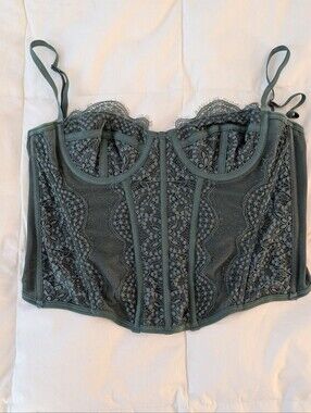 Urban Outfitters Lace Corset Cami Top in Sage Green